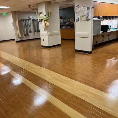 Freshly stripped and waxed hard surface floor in a commercial medical facility in Placer County